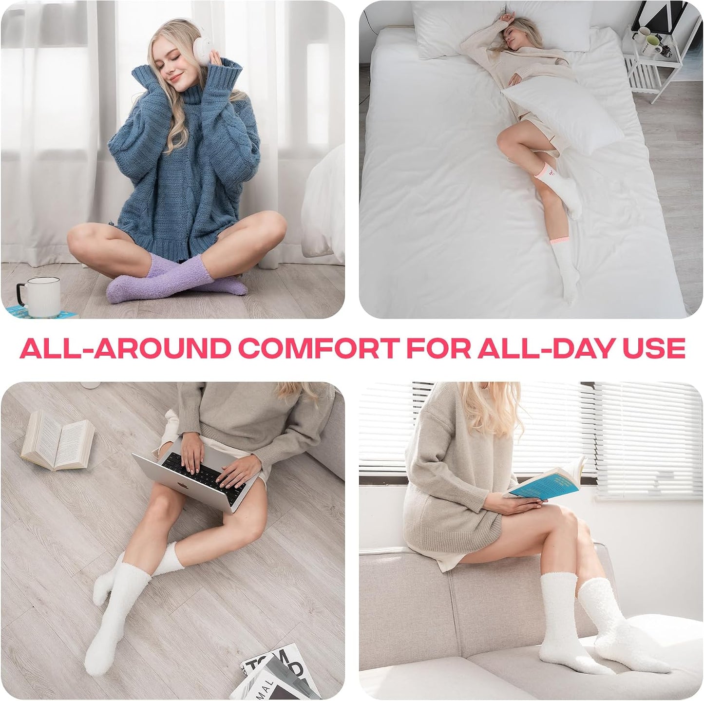 COOLMATE Fuzzy Socks for Women Gift Box – Cozy Soft Cloud Socks for Spa Home, Mother’s Day Gifts for Mom Grandma