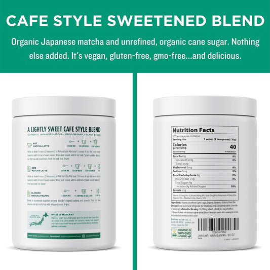 Jade Leaf Matcha Latte Mix Bundle - 1kg Canister + 10ct Stick Packs - Cafe Style Sweetened Blend - Sweet Matcha Green Tea Powder