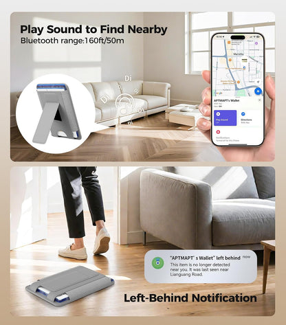 for MagSafe Wallet, Works with Apple Find My, 5-Card RFID Holder with Stand Also Grip, Strong Magnetic Wallet for iPhone 17/16/15/14/13/12 Pro Max Air Plus, Wireless Charging, Black