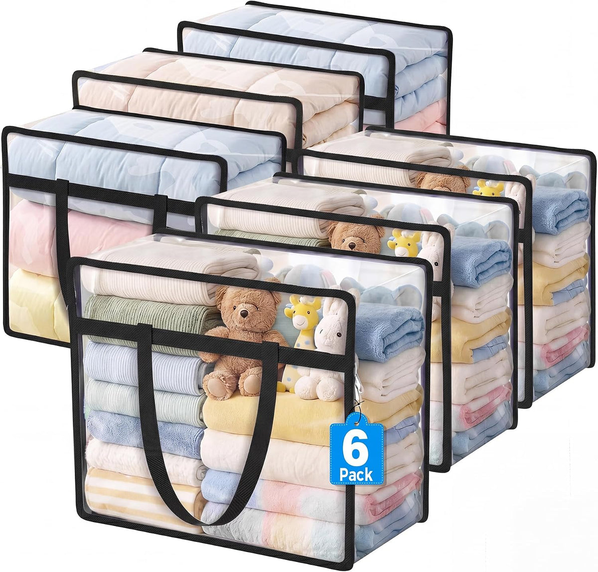 Clear Storage Bags for Clothes, 45L Closet Organizers and Storage