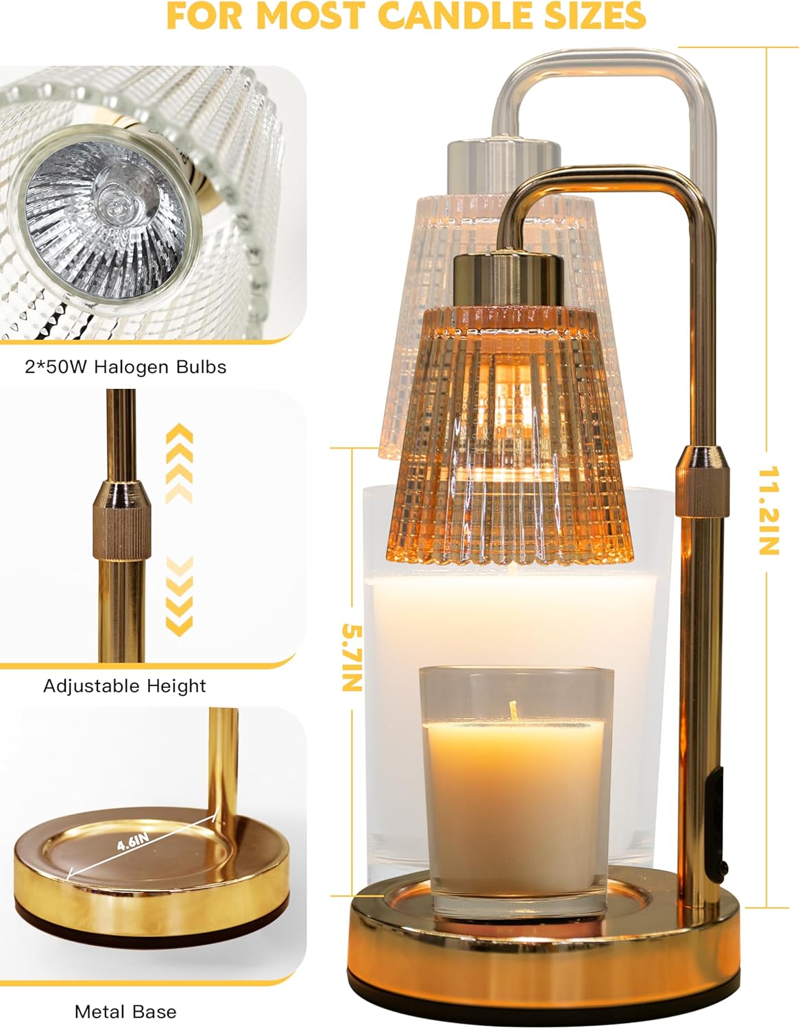 GODONLIF Candle Warmer Lamp with Cycle Timer, Birthday Gifts for Women Mom Her, House Warming Gifts New Home Room Decor, Wax Melt Warmer for Jar Candles with 2 Bulbs