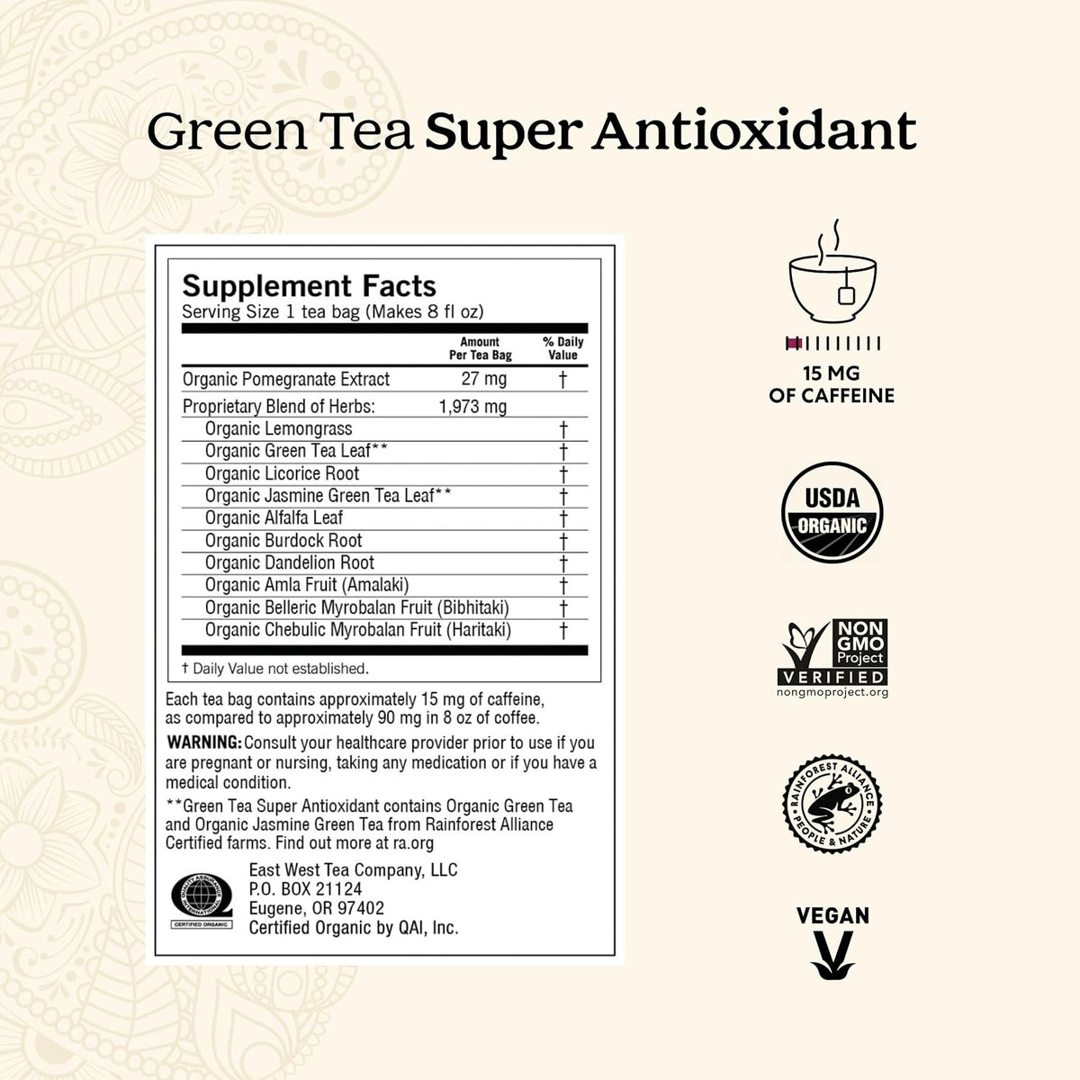 Yogi Green Tea Super Antioxidant, 16 Tea Bags (6 Pack)