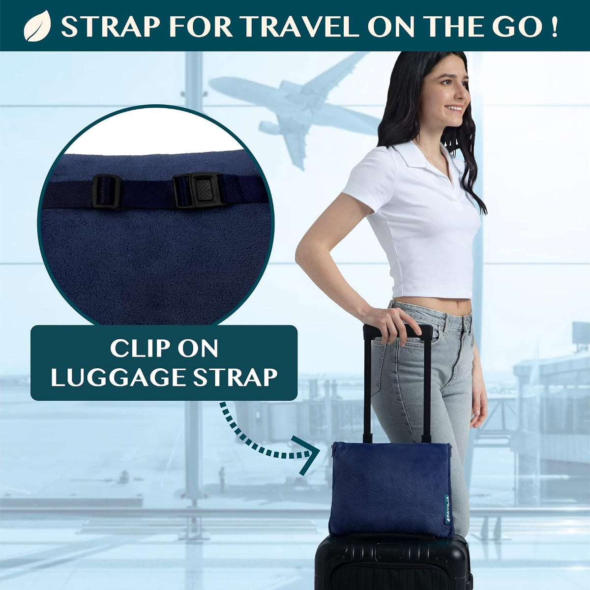 PAVILIA Travel Blanket Pillow, Soft Airplane Blanket 2-IN-1 Combo Set, Plane Blanket Compact Packable, Flight Essentials Car Pillow, Travelers Gifts Accessories Luggage Backpack Strap, 60x43 Teal Blue