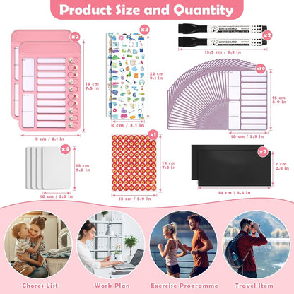 Dry Erase Chore Chart for Kids to Do List Magnetic Checklist Board Reusable RV Daily Routine Schedule Planning Boards with Blank Checklist Cardstock for Habit Tracker or Daily and Weekly Planner