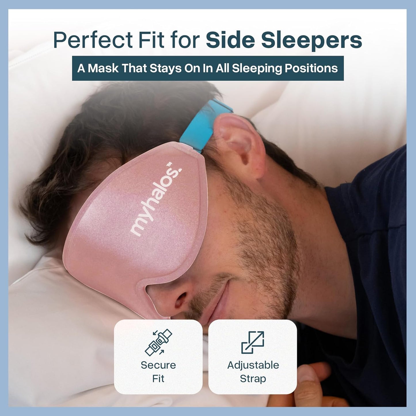 MyHalos® Sleep Mask – 3D Blackout Eye Mask for Women & Men, Side Sleepers, Zero Pressure Memory Foam Eyelash Friendly, Breathable,Award-Winning Sleep Aid for Travel (Black, 1 Count (Pack of 1)