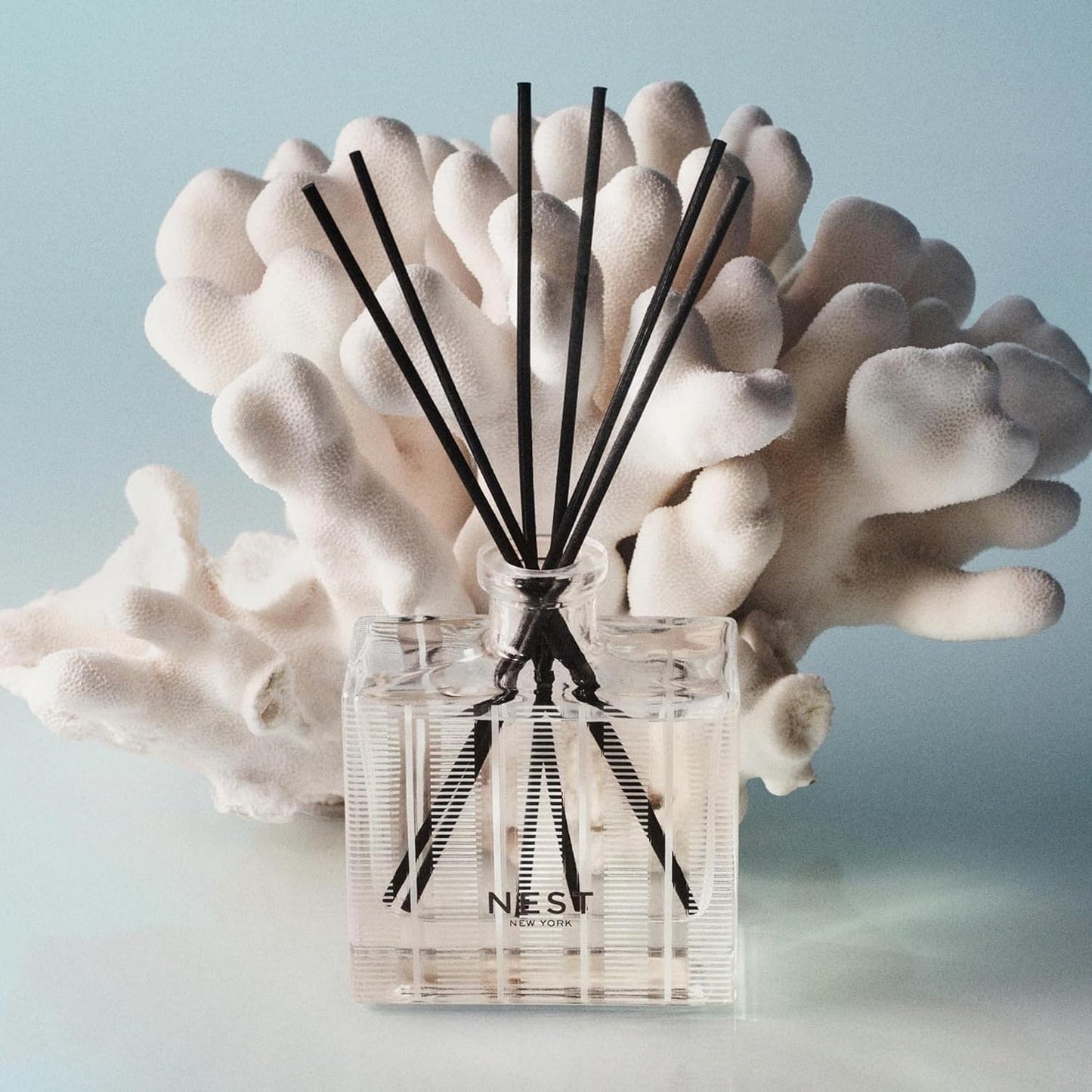 NEST New York Reed Diffuser, Bamboo - 5.9 fl oz - Fragrance for Up to 90 Days - Reusable, Refillable Glass Holder - Includes 8 All-Natural Reed Sticks - Flame Free