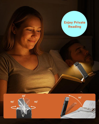 86lux Book Light, Rechargeable Reading Lights for Books in Bed, Ultralight Clip-on LED Bookmark Lamp with 3 Amber Colors & Stepless Dimming for Night Reading for Book Lovers, Papaya Orange