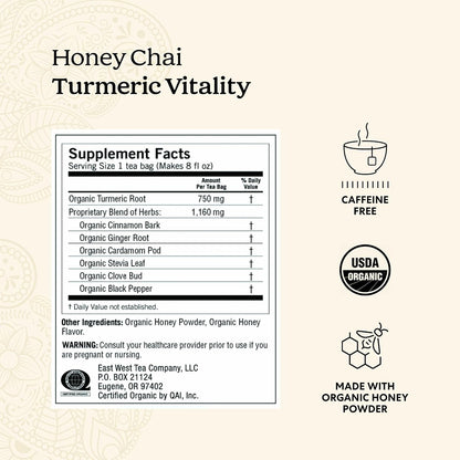 Yogi Honey Chai Turmeric Vitality Tea, 16 Tea Bags (6 Pack)