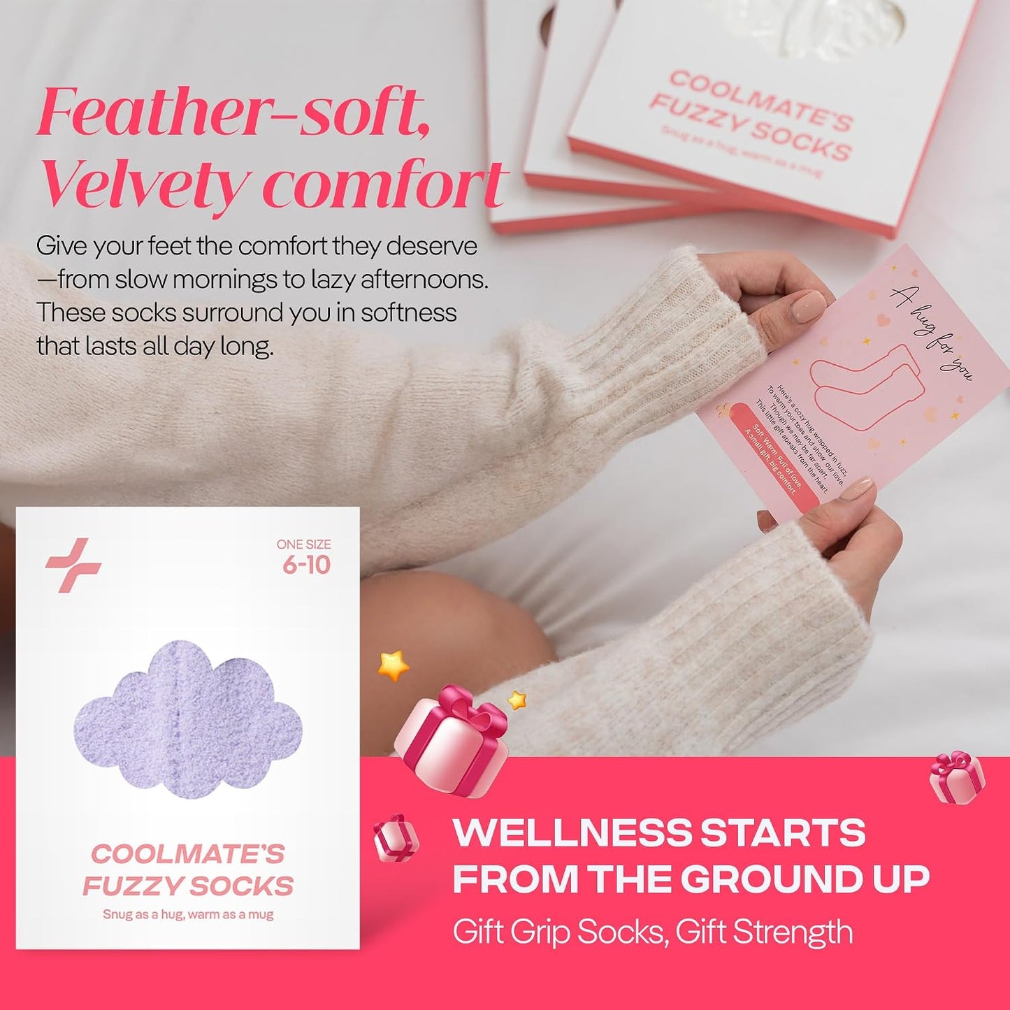 COOLMATE Fuzzy Socks for Women Gift Box – Cozy Soft Cloud Socks for Spa Home, Mother’s Day Gifts for Mom Grandma