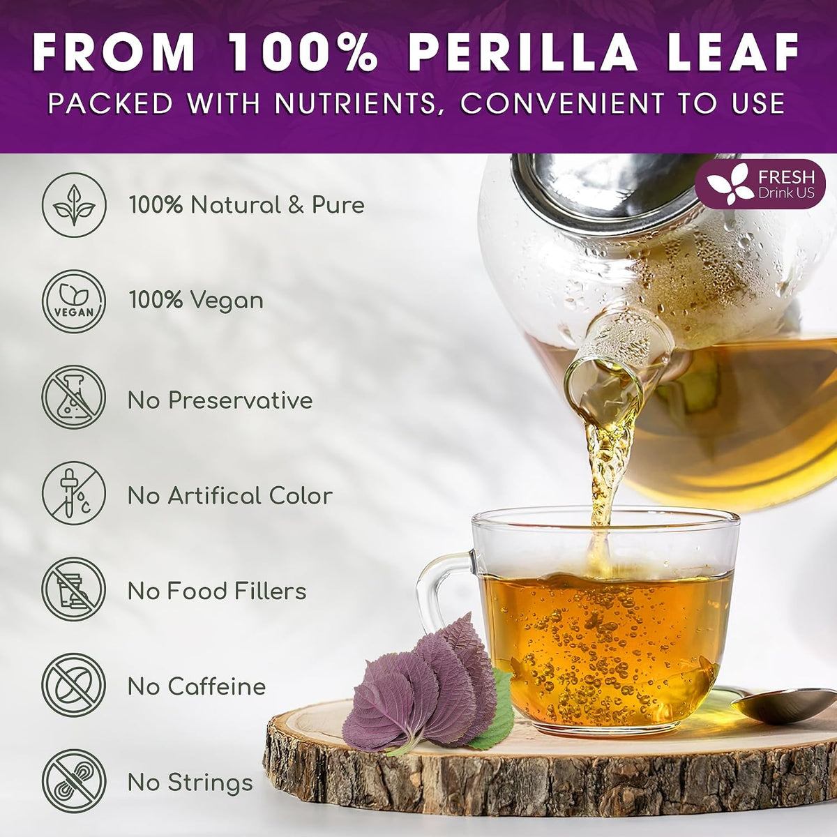 FreshDrinkUS, Premium Perilla Leaf Tea, 75 Count, Pure, Caffeine Free