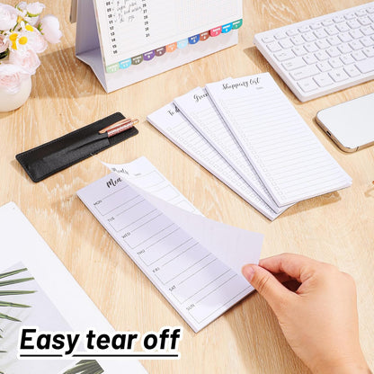 Thboxes 4 Pack Magnetic Note Pad for Fridge with Pen Holder, Totally 200 Sheets Grocery List Magnet Pad for Refrigerator Magnetic Shopping List Pad（Fruit Design）