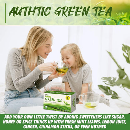 Fusion Select Organic Green Tea - Fresh Drink with Mild & Bright Flavor - Easy to Brew - Relaxing Tea Beverages with Antioxidant Support - 100 Individual Tea Bags per Box