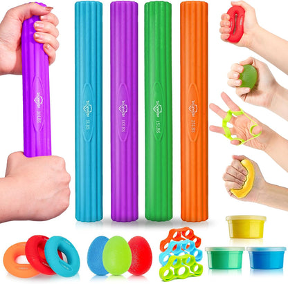 DICYWUDI Flex Therapy Bar and Grip Strength Trainers Set, Physical Therapy & Resistance Bar for Golfers Elbow,Tendinitis,Wrist,Forearms Pain, Improve Grip Strength and Relieve Pain