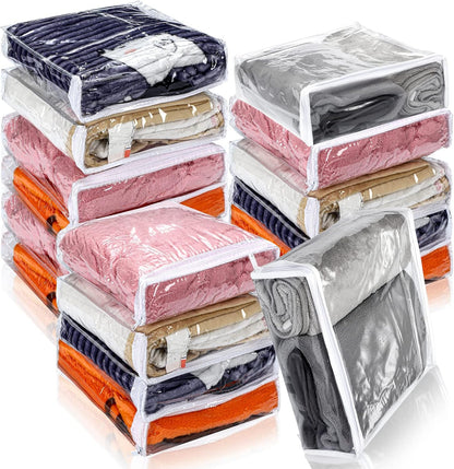 Kingdder 16 Pcs Clear Zippered Storage Bags Plastic Sweater Bag with Zipper