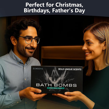 Bath Bombs for Men - Gift Set of 18 Square Shaped Handmade Natural Bath Bombs of 2.5 oz w/Essential Oils, Unique Manly Scents, for Boyfriend, Husband, Father - 18 Pack Square