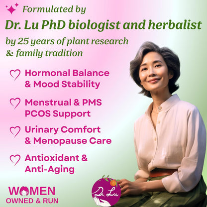 Dr. Lu's Happy Girl Tea | 100% Natural Herbal Tea for Hormone Balance, Menstrual, PMS, PCOS & Menopause | Antioxidant & Anti-Aging Rose Tea with Raspberry Leaf, Cranberries, Goji Berries & More