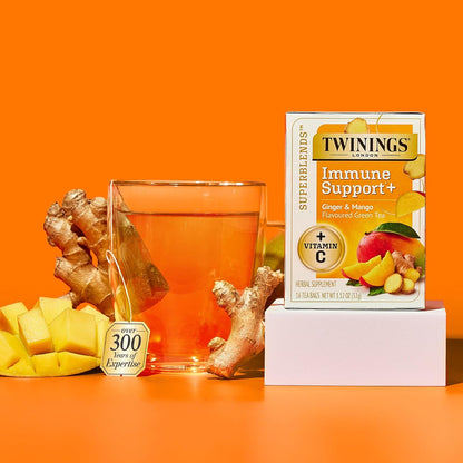 Twinings Peppermint with Probiotics Herbal Tea, 18 Count (Pack of 6), Supports Healthy Digestion, Naturally Caffeine-Free, Enjoy Hot or Iced, 108 Teabags