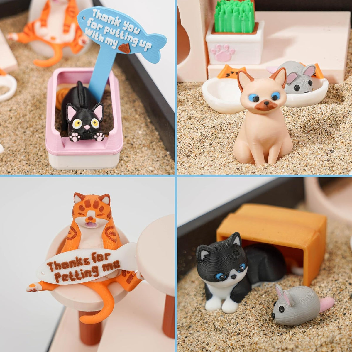 Tian Zhun Cat Lover Gifts for Women Adults Cat Mom Gifts Mini Zen Garden for Desk Cats Themed Gift Sand Tray Therapy Kit Sand Included