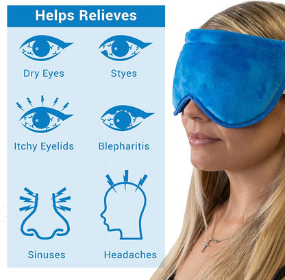 ZOMPALE Heated Eye Mask for Dry Eyes – Microwavable Moist Heat Eye Compress – Warm Compress for Eyes, Eye Strain & Stye Relief – Adjustable Strap, Washable Plush Cover, Reusable Eye Mask for Sleep