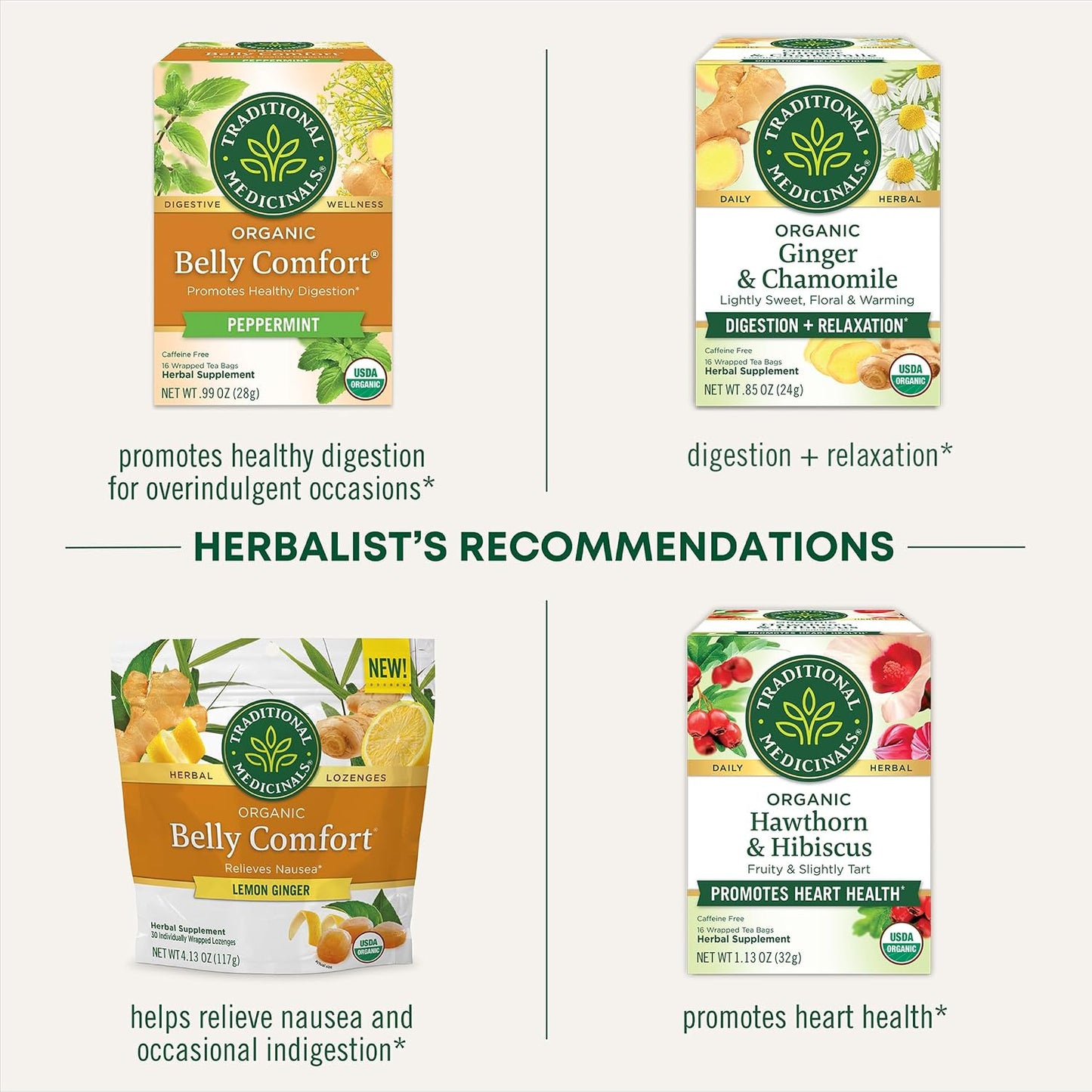 Traditional Medicinals Tea, Organic Peppermint, Soothes Your Belly, Refreshing & Minty, 96 Tea Bags (6 Pack)