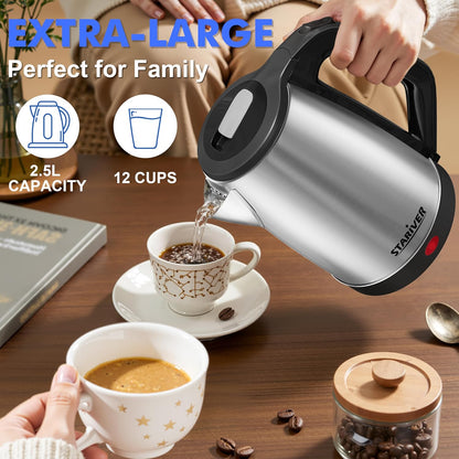 Stariver 2.5L Large Electric Kettle, BPA-Free Stainless Steel Water Kettle