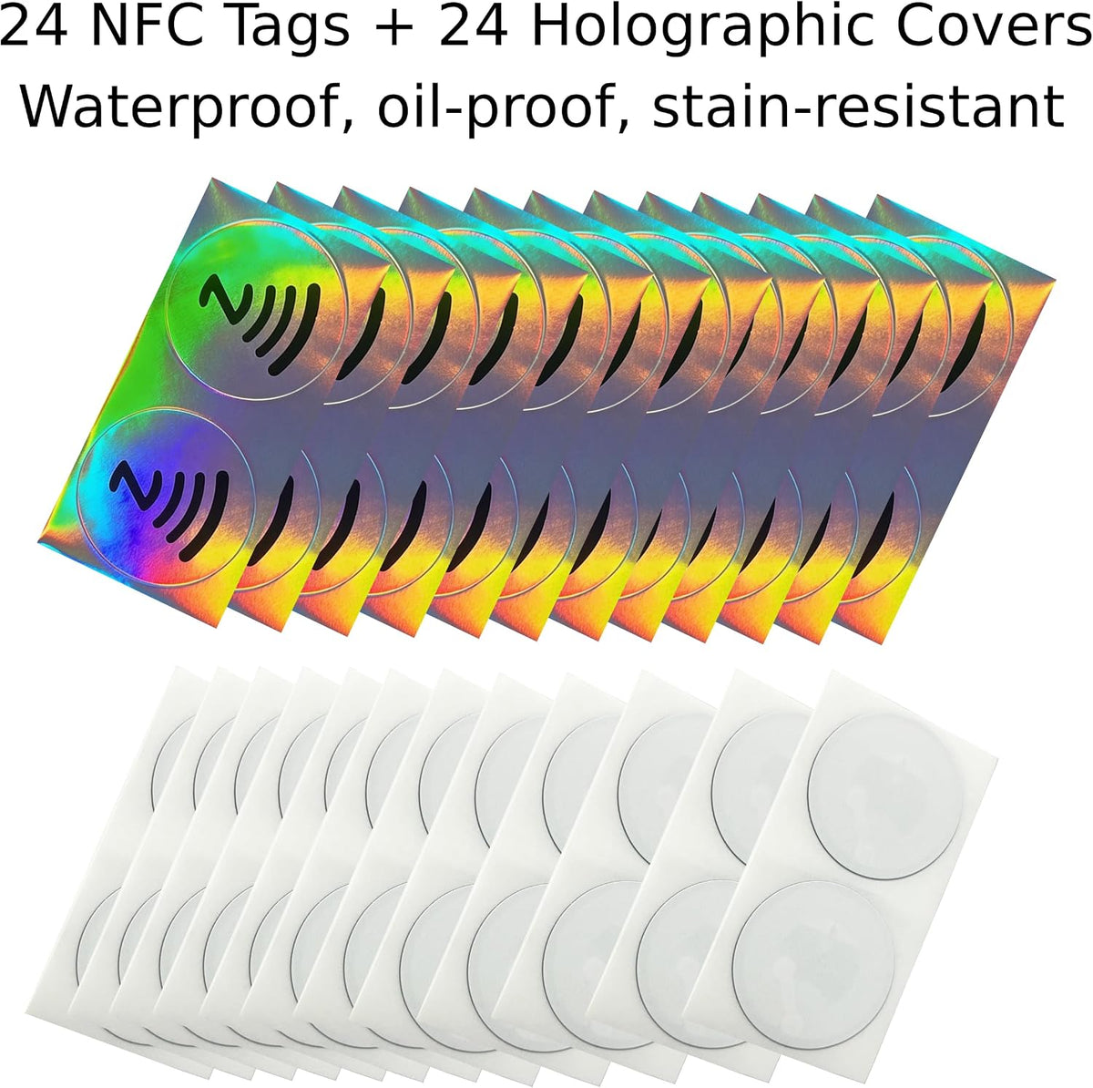 DAMILA NTAG215 Anti-Metal NFC Tags with Holographic Labels