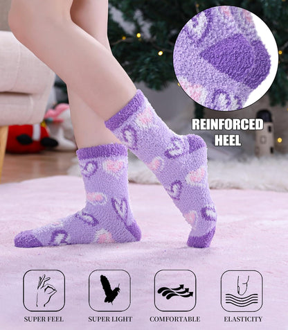 SDBING Fuzzy Socks for Women Soft Fluffy Home Sleeping Socks Cozy Warm Slipper Socks 6 or 5 Pairs