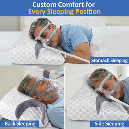 IKSTAR CPAP Pillow for Side Sleeper, Sleep Apnea Pillow for Sleeping, CPAP Nasal Pillows Suit for All CPAP Masks User, Cervical Memory Foam Neck Support Pillow Relief Neck Pain for Side Back Sleepers