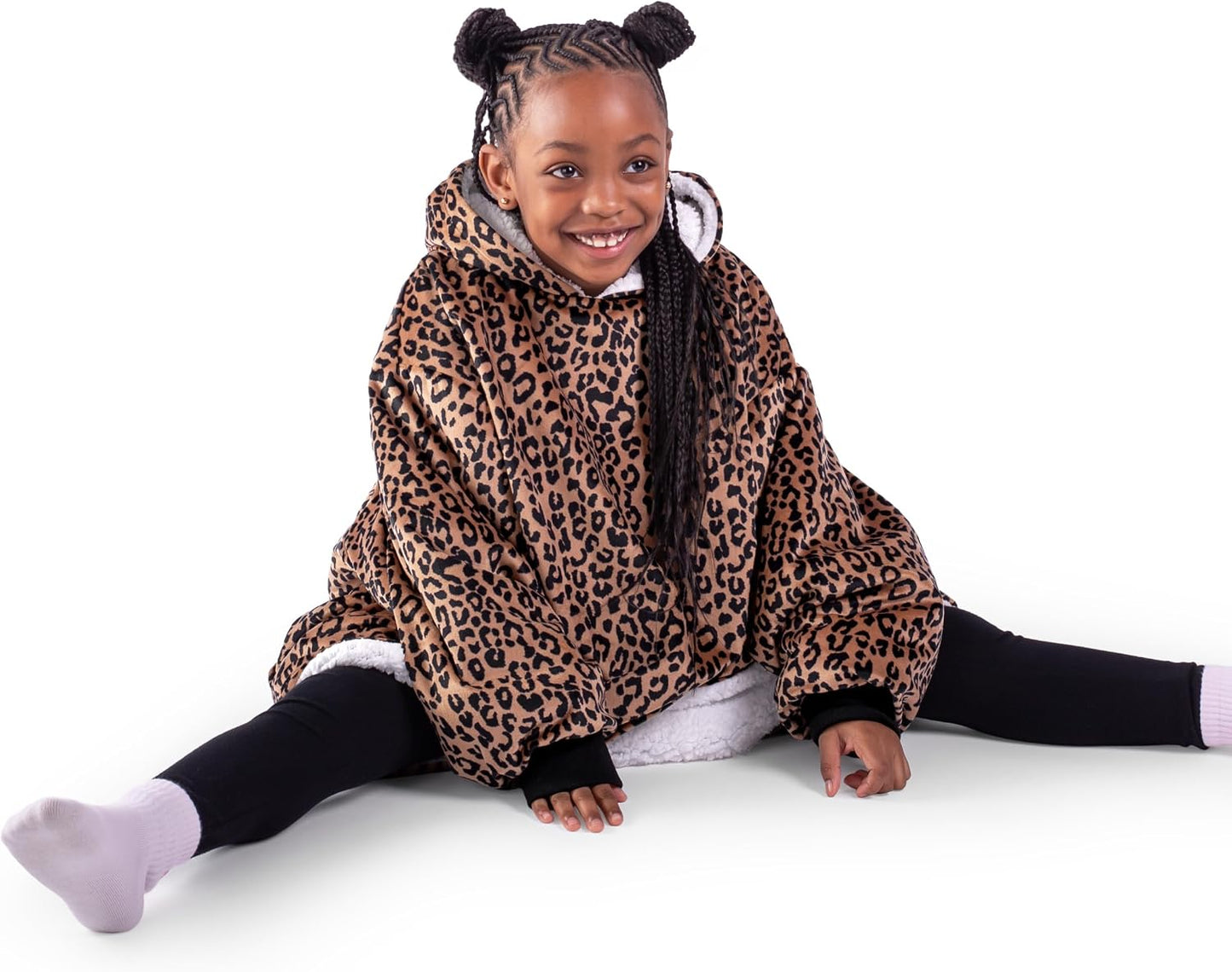 Bare Home Wearable Blanket Hoodie - Soft Plush Sherpa - Warm and Cozy - Oversized Wearable Blanket