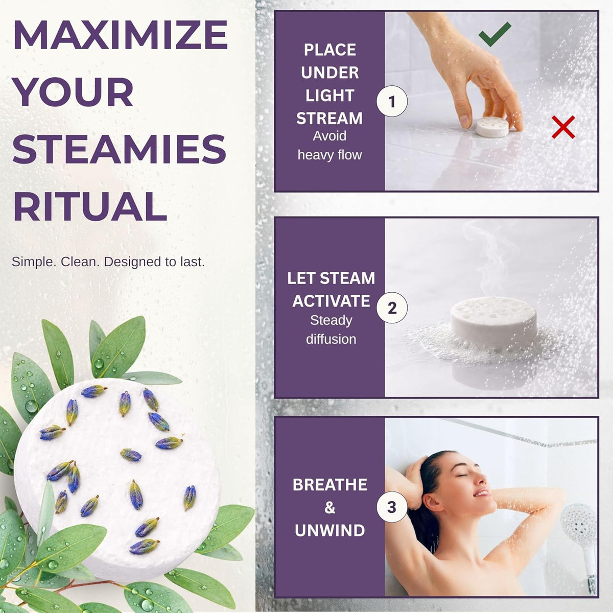 STEAMIES Eucalyptus Shower Steamers Aromatherapy 15 Pack, Self Care Gifts for Women & Men, Spa Stress Relief & Relaxation, Menthol, Peppermint & Tea Tree Essential Oil Shower Tablets