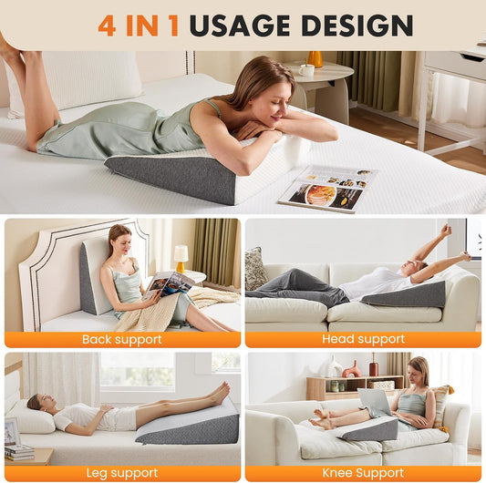 Sweetcrispy 7.5 Inch Wedge Pillow, Sleep Apnea Pillow, Neck Support