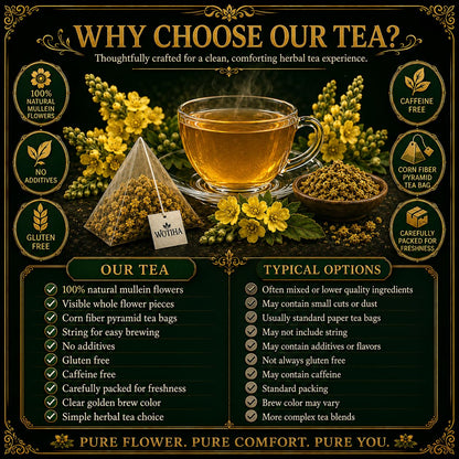 WOTIHA Mullein Leaf Tea Bags 150 Ct - Pure Herbal Tea for Lung Health
