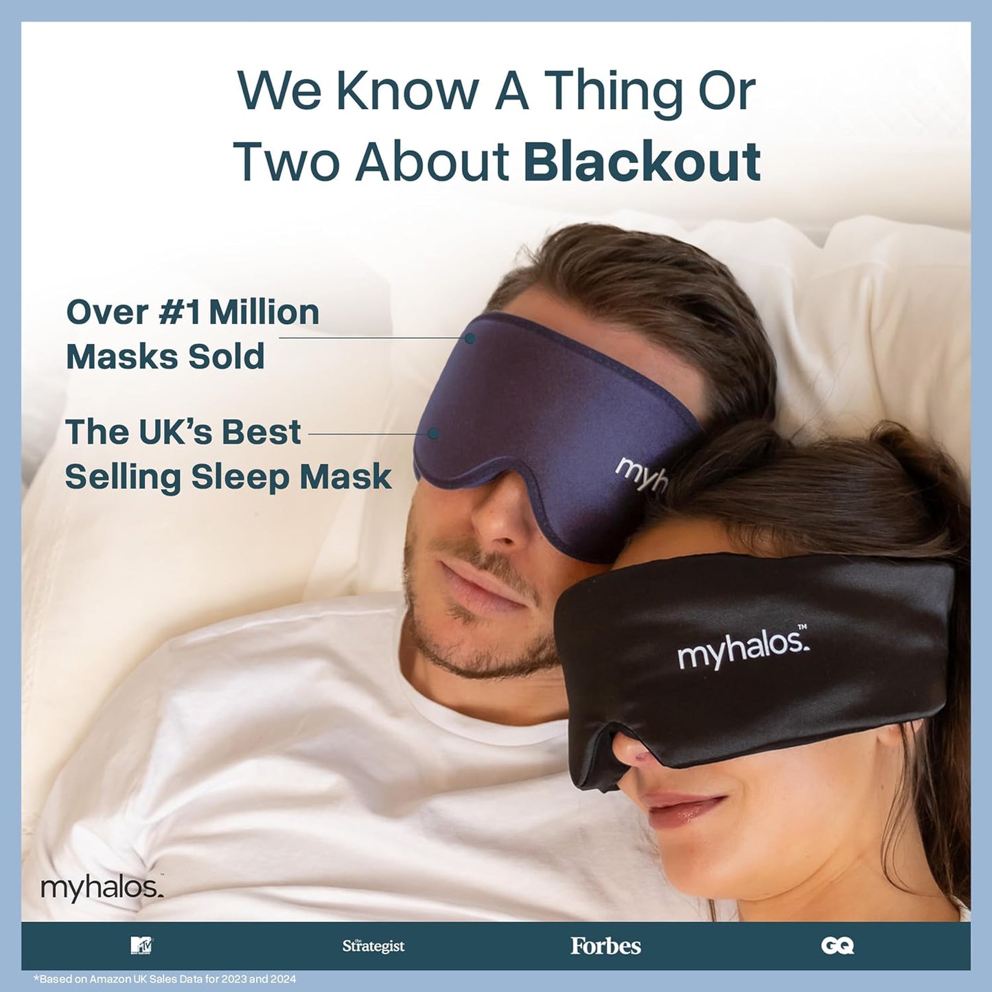 MyHalos® Sleep Mask – 3D Blackout Eye Mask for Women & Men, Side Sleepers, Zero Pressure Memory Foam Eyelash Friendly, Breathable,Award-Winning Sleep Aid for Travel (Black, 1 Count (Pack of 1)