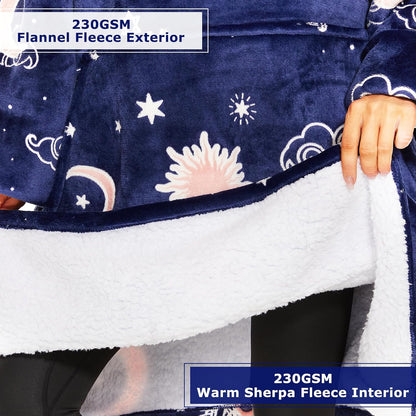 THREE POODLE Wearable Blanket Hoodie for Women, Oversized Sherpa Sweatshirt Blanket for Adults Men, Cozy Hooded Blankets, Gifts for Teen Girls Women Mom Sister