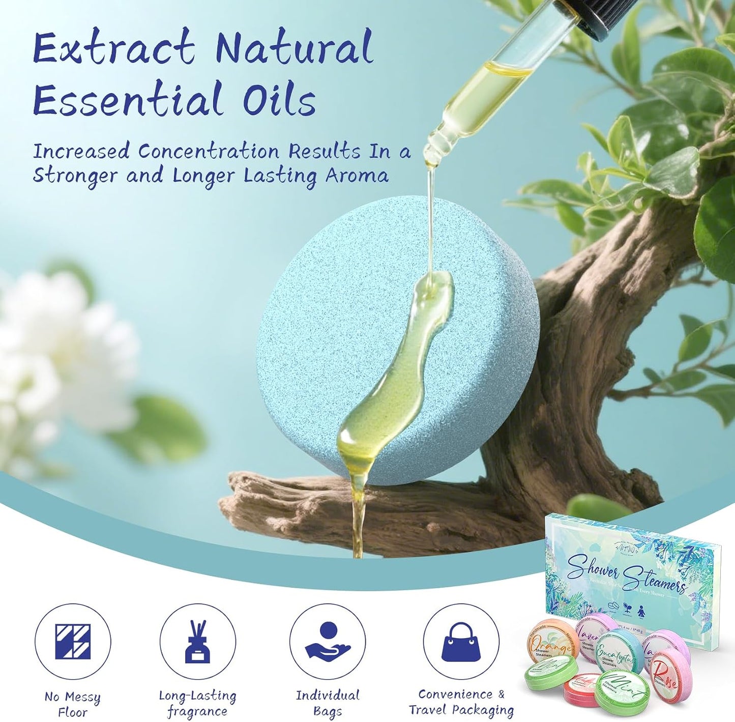 Shower Steamers Aromatherapy 8 Pack - Gifts for Women, Shower Bombs with Essential Oils, Self Care and Stress Relief Stocking Stuffers, Relaxation Birthday Gifts for Women and Men