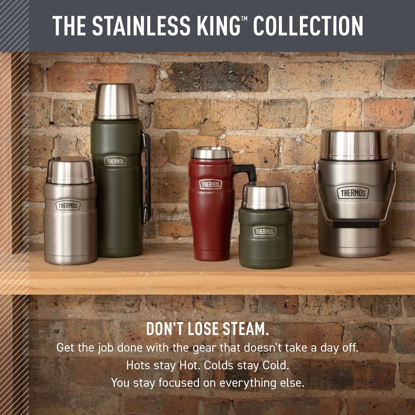 THERMOS Stainless King Vacuum-Insulated Travel Tumbler, 16 Ounce, Matte Steel