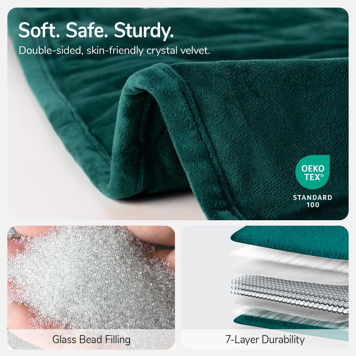 Kaisa Weighted Lap Blanket 7 lbs 41" x 53", Cozy Luxury Crystal Velvet Small Weighted Blanket for Adults, Portable Travel Weighted Blanket for Relaxation, All-Season Blanket, Machine Washable, Green