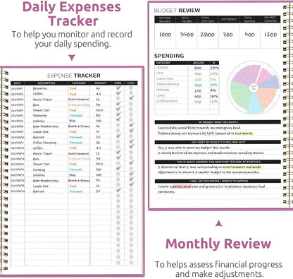 Budget Planner - Monthly Budget Book with Expense Tracker Notebook, Undated Bill Organizer & Finance Planner to Take Control of Your Money, Account Book to Manage Your Finances-Pink