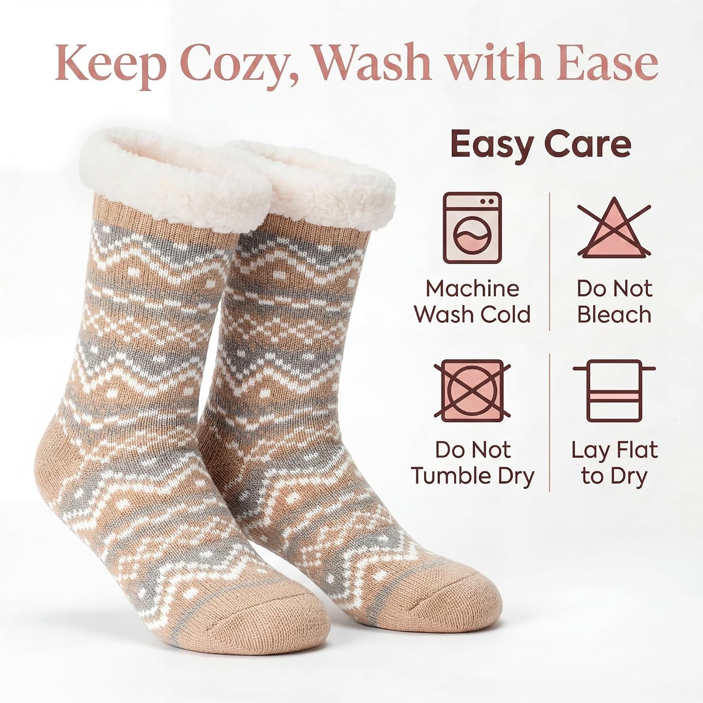 Cozylook Fuzzy Slipper Socks for Women with Grips Warm Cozy Soft Non-Slip Winter Socks Cozy Gift Idea