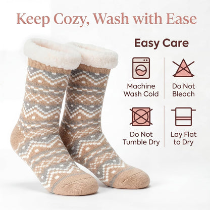 Cozylook Fuzzy Slipper Socks for Women with Grips Warm Cozy Soft Non-Slip Winter Socks Cozy Gift Idea