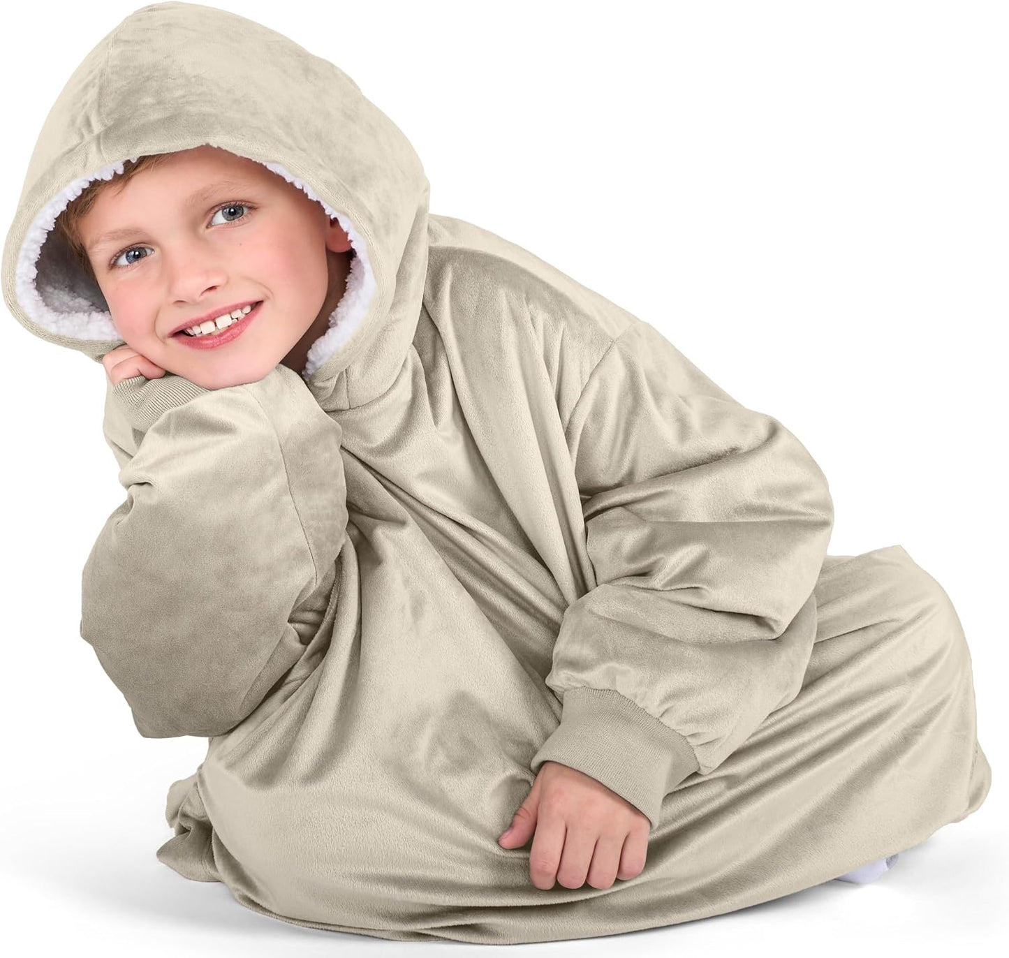 Bare Home Wearable Blanket Hoodie - Soft Plush Sherpa - Warm and Cozy - Oversized Wearable Blanket