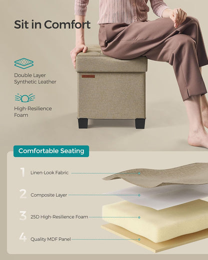 SONGMICS Storage Ottoman, Small Ottoman Foot Rest with Legs, 12.6 x 15.7 x 13.2 Inches Foot Stool, Load up to 660 lb, for Living Room, Bedroom, Dorm, Slate Gray ULSF012G01