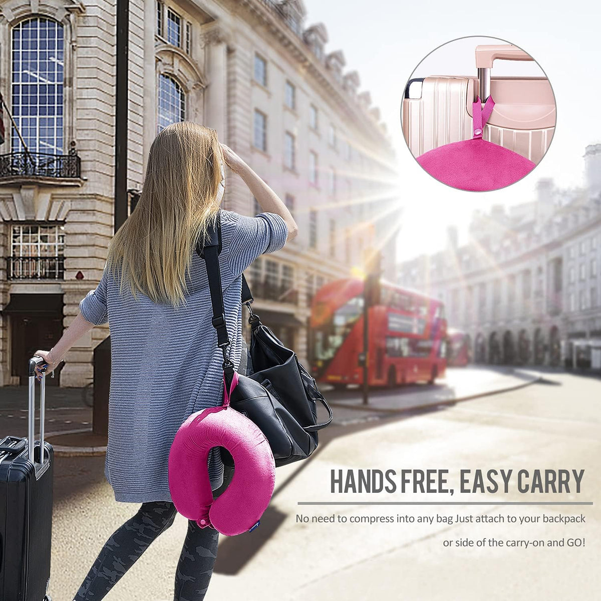 Travel Pillow Memory Foam for Airplanes - Neck Pillow for Traveling, Car, Home, Flight Pillow for Sleeping with Attachable Snap Strap Soft Washable Cover, Provide Head Neck Support Rest, Dark Gray