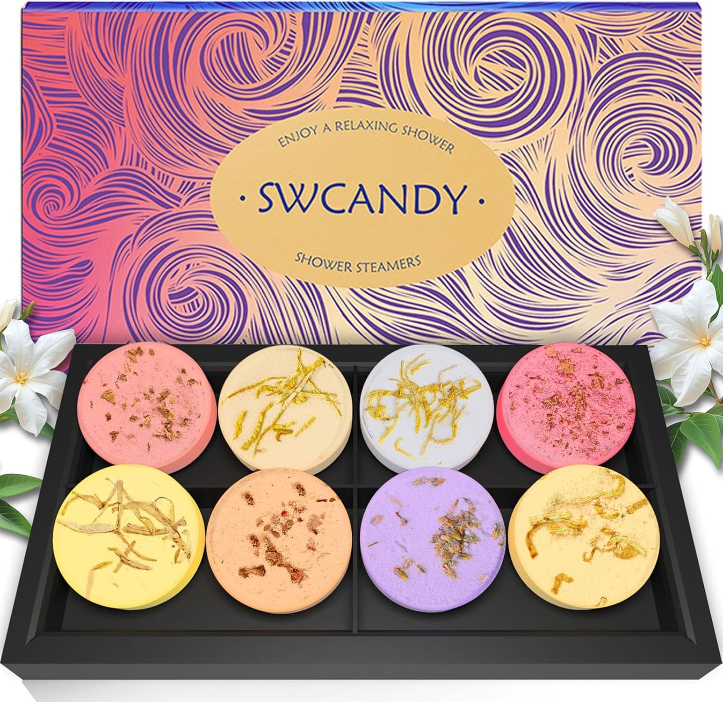 SWCANDY Shower Steamers Aromatherapy Travel Essentials Birthday Gifts for Women, Lavender 8 Pcs, Bath Bombs Shower Bombs with Natural Essential Oils, Relaxation Home SPA