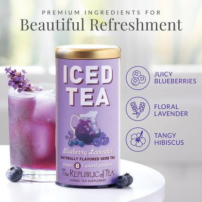 The Republic of Tea Beautifying Botanicals® Beauty Blueberry Lavender Herbal Iced Tea Bags (8 count)