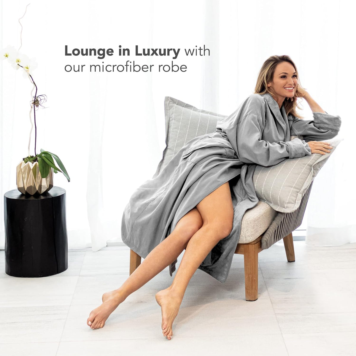 Women's Microfiber Robe by BOCA, Luxury Hotel Bathrobe, Generous Sizing