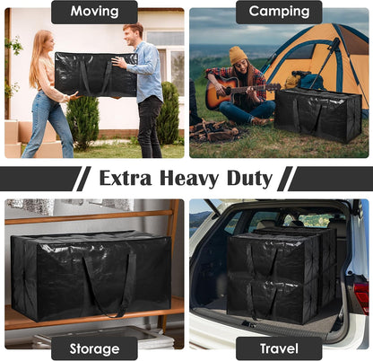 Moving Bags Heavy Duty 210GSM with Full-Open Side Zipper, 93L 220lbs Waterproof Foldable Storage Totes for College Dorm Move-In, Moving Boxes Alternative & Home Organization, Blue