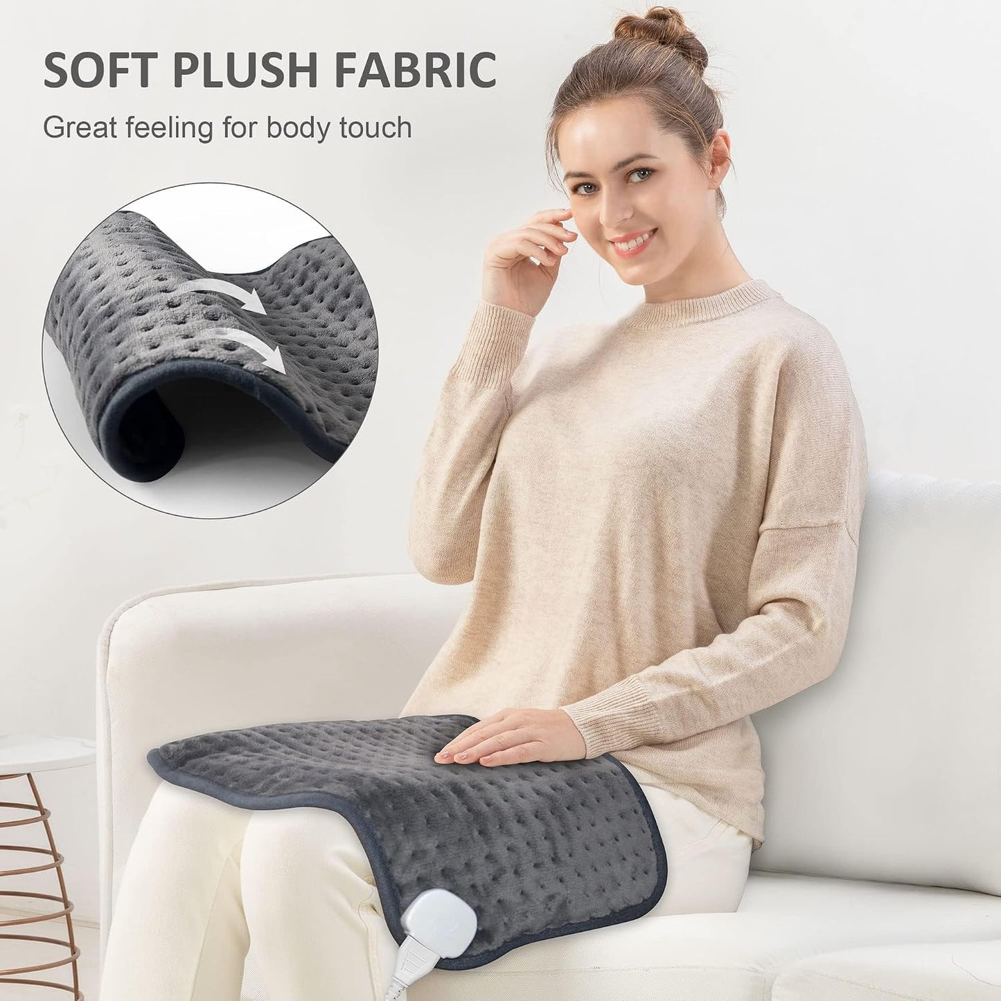 Snailax Heating Pad for Back Pain Relief，Electric Heat Pad for Period Cramps, Neck, Shoulders, Heated Pad with Adjustable Strap, 6 Heat Levels, Auto Shut Off, 16”x24”,Washable,Gifts for Man Dad