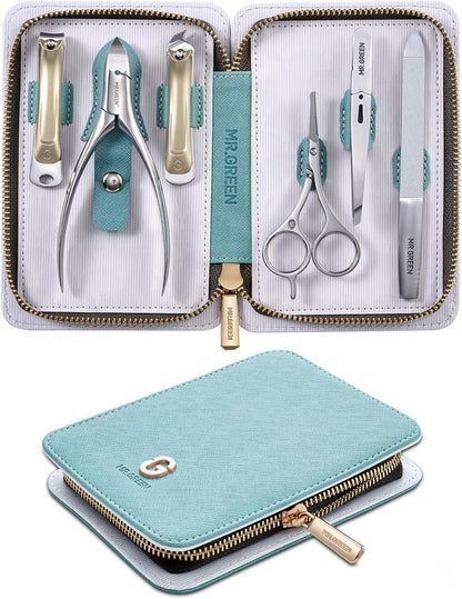 MR.GREEN Manicure Kit 10 in 1, German Stainless Nail Clippers Set, Professional Personal Nail Care Kit Manicure Pedicure Set, Portable Travel Nail Kit with Exquisite Leather Case for Men & Women