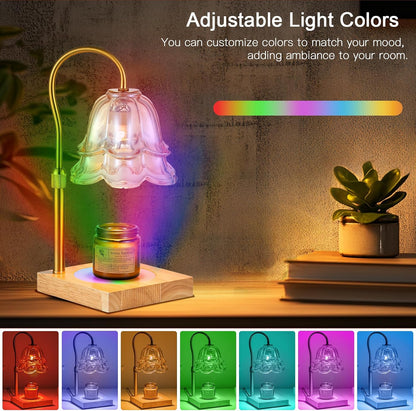 Candeldo Candle Warmer Lamp with Timer: Flower Gold Candle Lamps Height Adjustable Wax Melt House Warming Gifts New Home Decor Mothers Day Birthday Gift for Women Mom